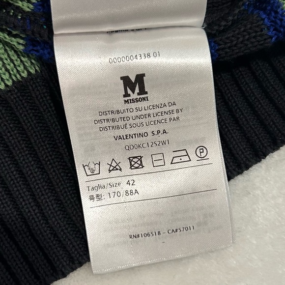 Missoni sweater wavy check knit blue green black nwot crew neck women’s medium - Picture 11 of 13